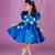 Blue embroidered satin dress