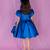 Blue embroidered satin dress