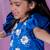 Blue embroidered satin dress