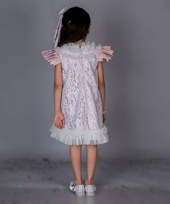 White embroidered satin dress 2