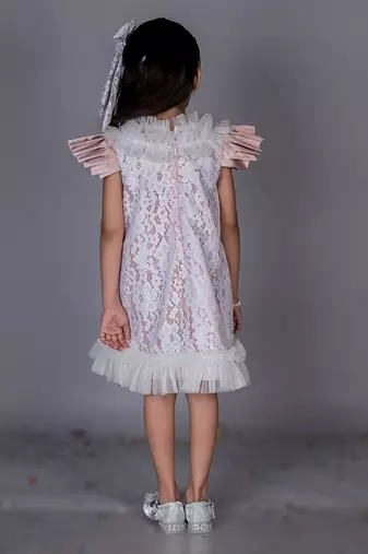 White embroidered satin dress