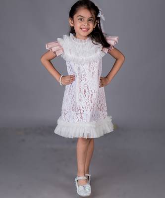 White embroidered satin dress 1