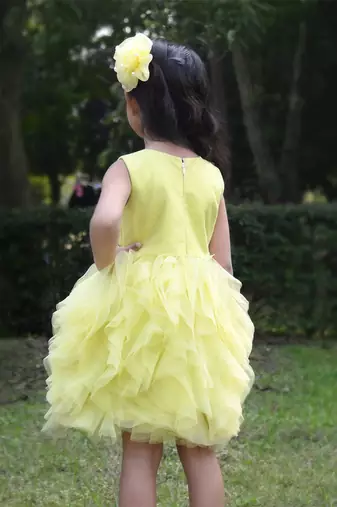 Yellow plain net dress