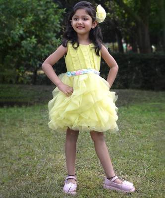 Yellow plain net dress 1