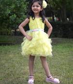 Yellow plain net dress