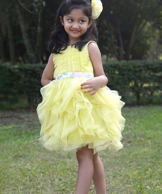 Yellow plain net dress 3
