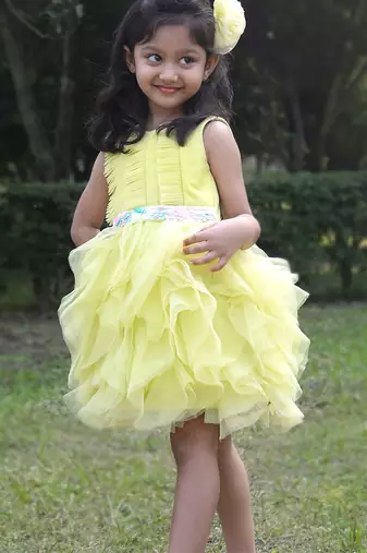 Yellow plain net dress
