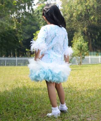 Blue embroidered satin dress 2