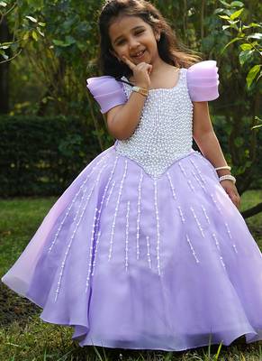 Purple embroidered organza Gown 1