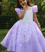 Purple embroidered organza Gown