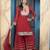 Maroon embroidered georgette stitched straight cut trouser kurta dupatta readymade suits