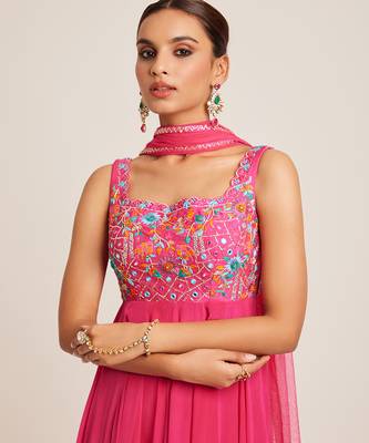 Pink embroidered crepe anarkali 3