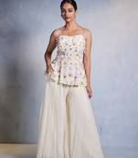 White embroidered organza co ord set