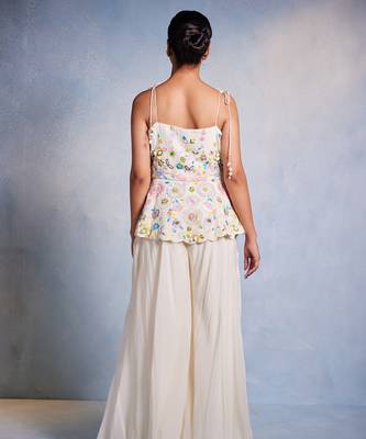 White embroidered organza co ord set 3