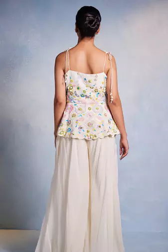 White embroidered organza co ord set