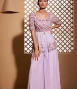 Purple embroidered organza co ord set