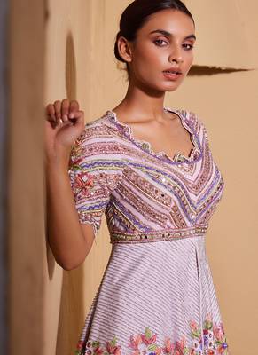 Purple embroidered organza co ord set 2