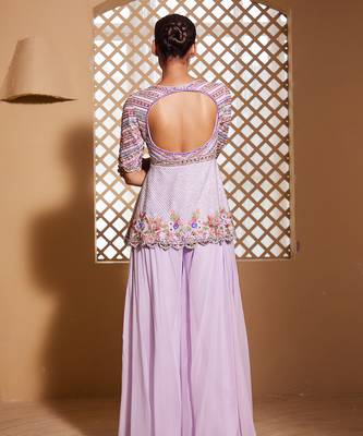 Purple embroidered organza co ord set 3