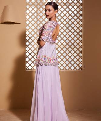 Purple embroidered organza co ord set 4