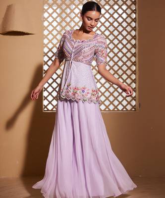 Purple embroidered organza co ord set 5