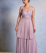 Purple embroidered georgette sharara