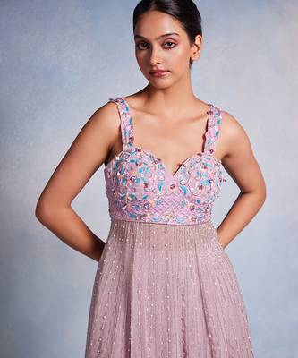 Purple embroidered georgette sharara 2