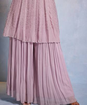 Purple embroidered georgette sharara 3