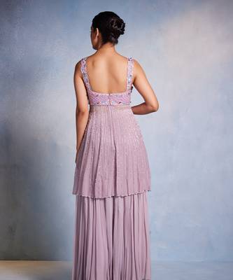 Purple embroidered georgette sharara 4