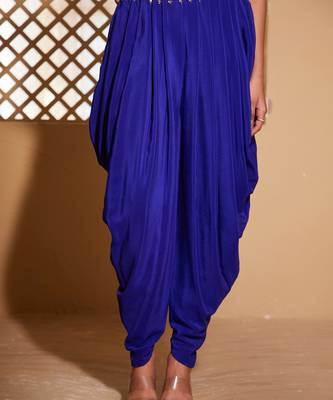 Blue embroidered crepe cape set 5