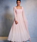 Pink embroidered georgette anarkali