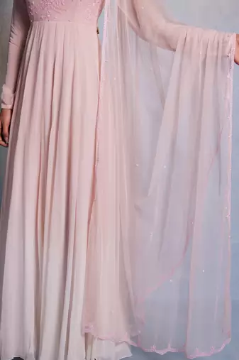 Pink embroidered georgette anarkali