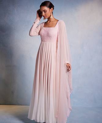 Pink embroidered georgette anarkali 4