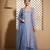 Blue embroidered georgette sharara set