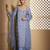 Blue embroidered georgette sharara set