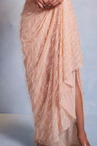 Pink embroidered net co ord set