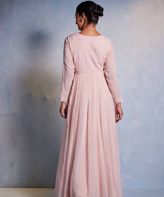 Pink embroidered organza anarkali 3