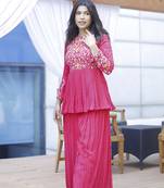 Pink embroidered georgette sharara
