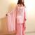Pink embroidered georgette sharara set