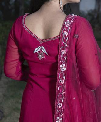 Maroon embroidered georgette sharara set 3