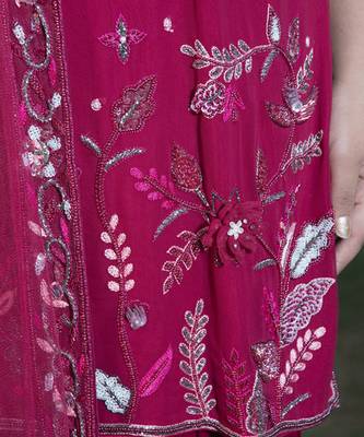 Maroon embroidered georgette sharara set 4