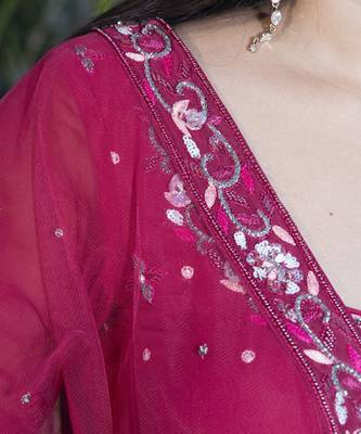 Maroon embroidered georgette sharara set 5