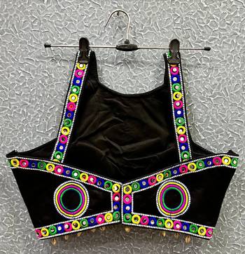 Black Mirror Work Navratri Blouse  2