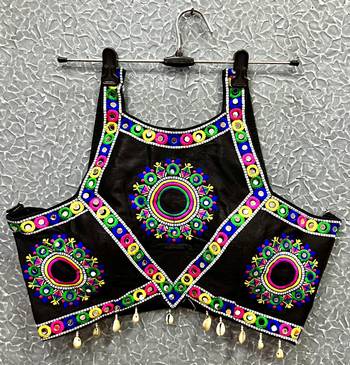 Black Mirror Work Navratri Blouse  1