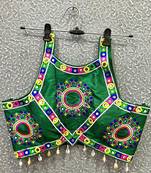 Green Mirror Work Navratri Blouse