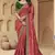 Peach color mirror and cord work jecquard saree with designer blouse fabric