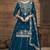 Blue vichitra silk heavy thread embroidery sequins work top with dupatta