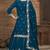 Blue vichitra silk heavy thread embroidery sequins work top with dupatta