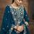 Blue vichitra silk heavy thread embroidery sequins work top with dupatta