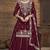 Maroon vichitra silk heavy thread embroidery sequins work top with dupatta