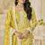 Mustard organza crush heavy thread embroidery with sequins work salwar kameez